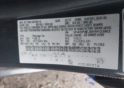 2017 Ford Fiesta Se z USA, uszkodzony, nr VIN 3FADP4EJ0HM123902